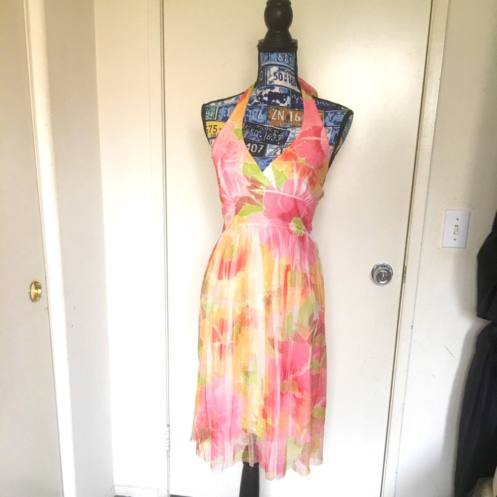 Adorable Bright colored halter top dress
